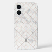 Geometrische Art Deco Roos Goud & Marmer Monogram Case-Mate iPhone Case (Achterkant)