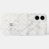 Geometrische Art Deco Roos Goud & Marmer Monogram Case-Mate iPhone Case (Achterkant (horizontaal))