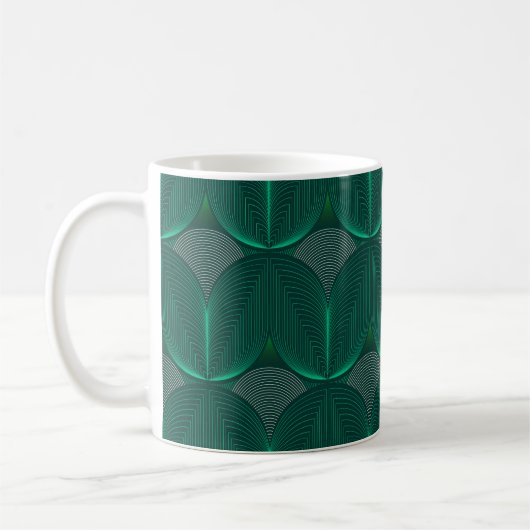 Geometrische Art Deco smaragdgroene bloem Koffiemok (Links)