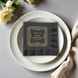 Geometrische Art Deco Verjaardag gepersonaliseerd Folie Servetten