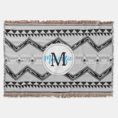 Geometrische Azteek zwart en grijs monogram patroo Deken (Voorkant)