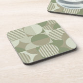 Geometrische Bauhaus, Olijf, Sage Green Onderzette Bier Onderzetter (Linkerzijde)