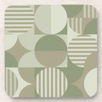 Geometrische Bauhaus, Olijf, Sage Green Onderzette