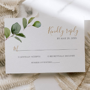 Geometrische Begroeiing Eucalyptus Bruiloft RSVP Kaartje