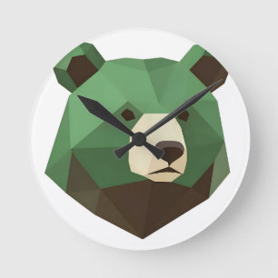 Geometrische berenkop Low Poly Ronde Klok