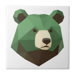 Geometrische berenkop Low Poly Tegeltje