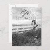 Geometrische berg | Modern Sla de datum op Aankondigingskaart (Voorkant / Achterkant)