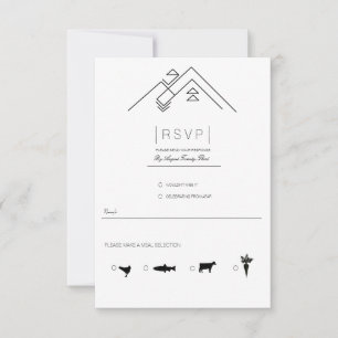Geometrische Bergen Modern Zwart & Wit RSVP Kaartje