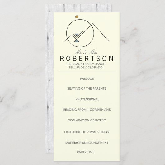 Geometrische bergen van Boho | Bruiloft Rackcard Programma (Voorkant / Achterkant)