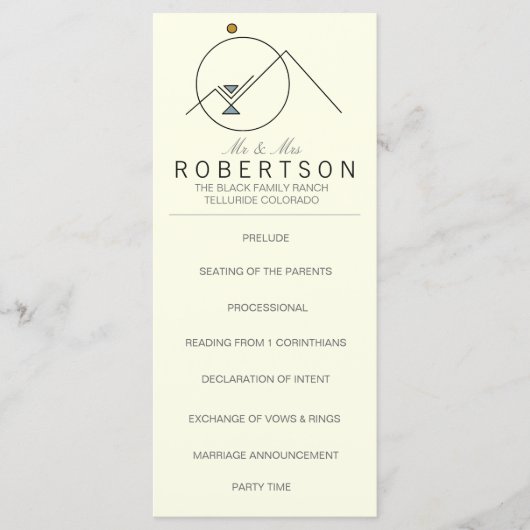 Geometrische bergen van Boho | Bruiloft Rackcard Programma (Voorkant)