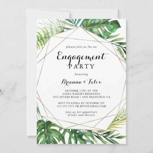 Geometrische bestemming Tropical Engagement Party Kaart (Voorkant)