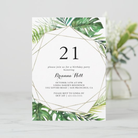Geometrische bestemming Tropisch 21e verjaardagsfe Kaart (Staand voorkant)