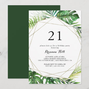 Geometrische bestemming Tropisch 21e verjaardagsfe Kaart