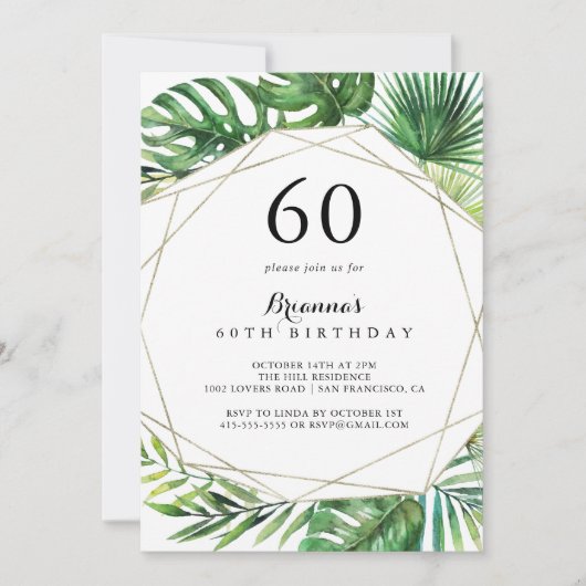 Geometrische Bestemming Tropisch 60ste Verjaardags Kaart (Voorkant)