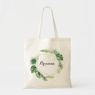 Geometrische bestemming Tropische groene bridesmaï Tote Bag