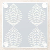 Geometrische Bladeren | Marine & Beige Glazen Onderzetter (Achterkant)