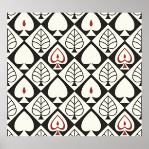 Geometrische bladeren, naadloos natuurlijk patroon poster