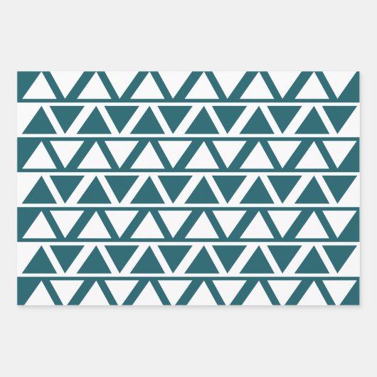 Geometrische blauw-witte driehoek inpakpapier vel (Voorkant 3)