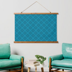 Geometrische blauwe art deco hangend wandkleed