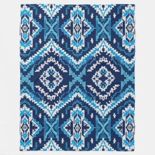 Geometrische blauwe Azteekse gebreide kunst Fleece Deken