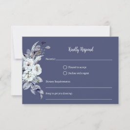 Geometrische blauwe bloemen RSVP-kaart RSVP Kaartje