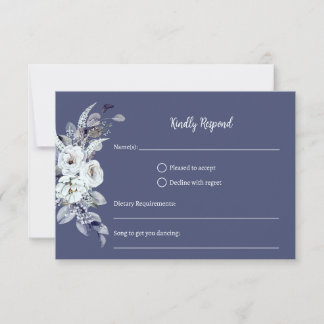 Geometrische blauwe bloemen RSVP-kaart RSVP Kaartje
