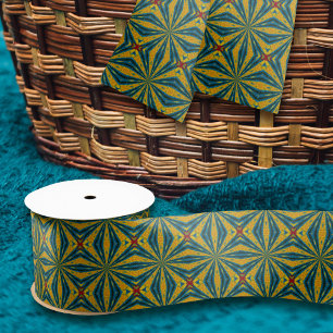 Geometrische Blauwe & Gele Ster Vintage Tribale Et Lint