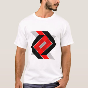 Geometrische blauwe grijze rode zwarte gepersonali t-shirt