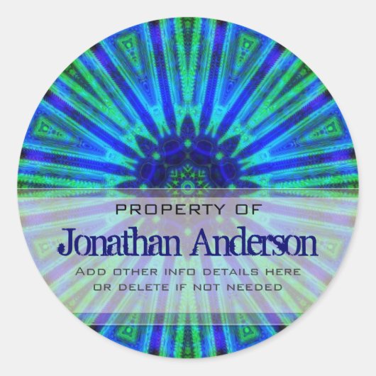 Geometrische blauwe groene blokplaat Sticker (Voorkant)