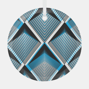 Geometrische blauwe strepen: felle overlay glas ornament