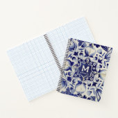  Geometrische Blauwe Tile Monogrammen Notitieboek (Binnen)