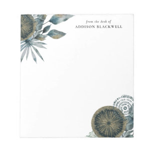 Geometrische Blauwgroen blauwe goudbladeren van he Notitieblok