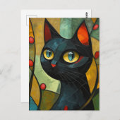 Geometrische blik: de kubistische kat briefkaart (Voorkant / Achterkant)