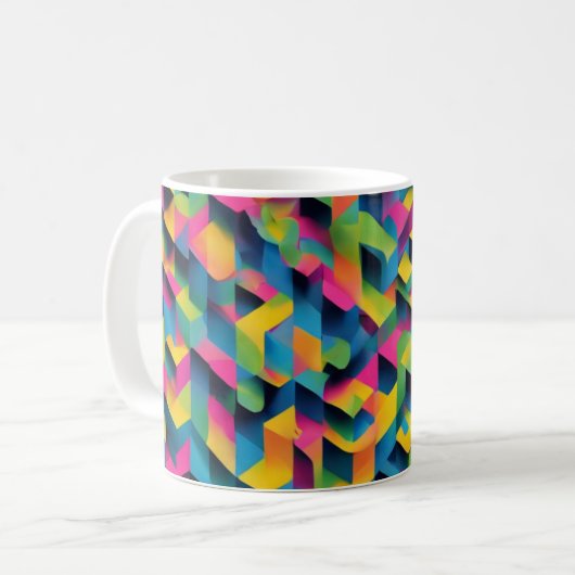 Geometrische Bliss - 3D Gestructureerde Mok (Voorkant links)