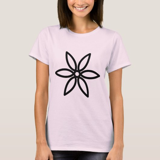 Geometrische bloem 02 - Zwart T-shirt (Voorkant)