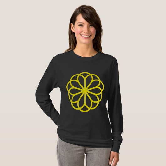 Geometrische bloem 06 - Geel T-shirt (Voorkant volledig)