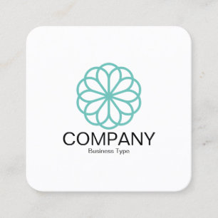 Geometrische bloem 06 - Wit Vierkante Visitekaartje