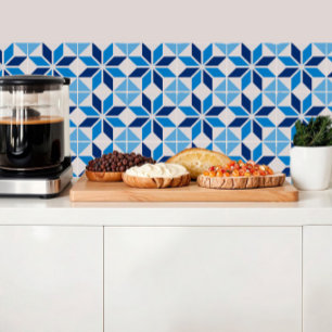 Geometrische bloem in blauwe tinten tegeltje