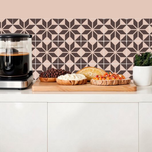 Geometrische bloem in de kleuren crème en chocolad tegeltje