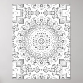 Geometrische bloemblad ring kleurplaat kunstwerk o poster