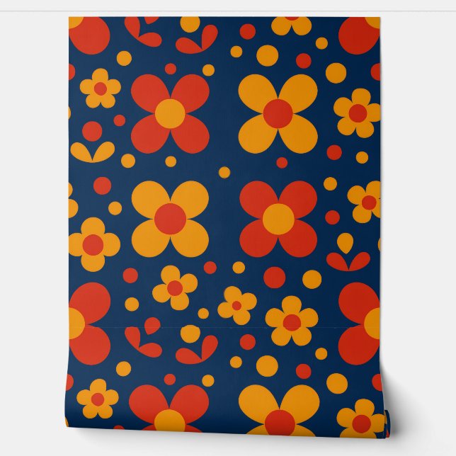 Geometrische bloemen Behang (Afrollen)