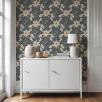 Geometrische Bloemen Blauw Grijs Lelie Patroon