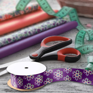 Geometrische bloemen Paars en Blue Girly Boho Flor Lint