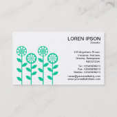 Geometrische bloemen - Zee Groen op Wit Visitekaartje (Achterkant)