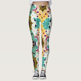 Geometrische bloemencaleidoscoop naadloos patroon leggings