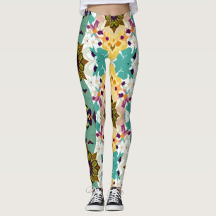 Geometrische bloemencaleidoscoop naadloos patroon leggings