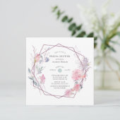 Geometrische bloemenframe Bruiloft Uitnodiging (Staand voorkant)