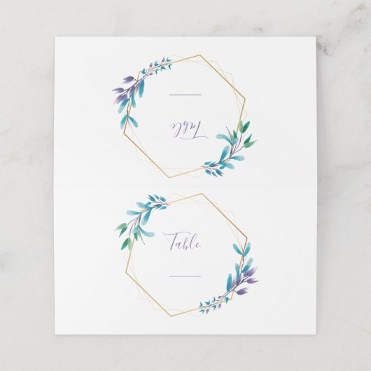 Geometrische bloemenkrans. Groen scripttabelnummer (Buitenkant ongevouwen)