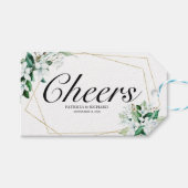 Geometrische bloemige groene wijnfleslabels cadeaulabel (Voorkant (Horizontaal))