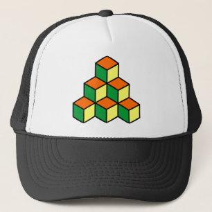 Geometrische blokken - Groen Sinaasappel en Geel Trucker Pet